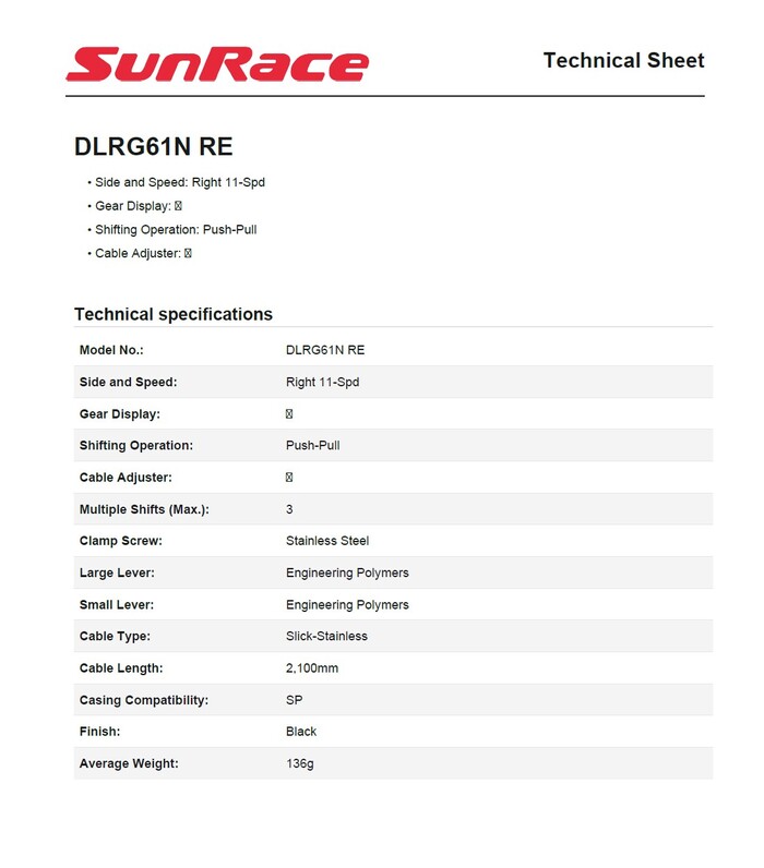 sunrace rocica prestav dlrg61 flat bar grx komp desna 11p
