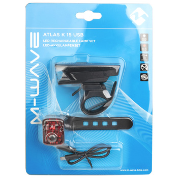 m-wave svetilka atlas k15 usb set sprednja + zadnja